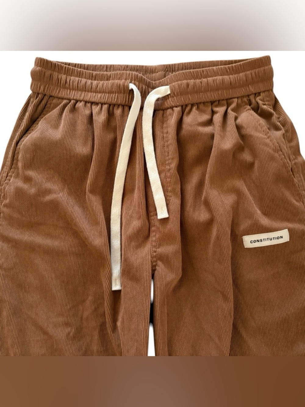 Corduroy Drawstring Pants in Coyote Brown